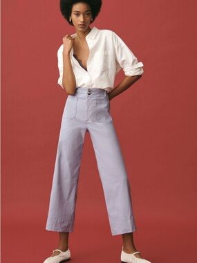 Anthropologie Colette Lavender Cropped Wide-Leg Pants